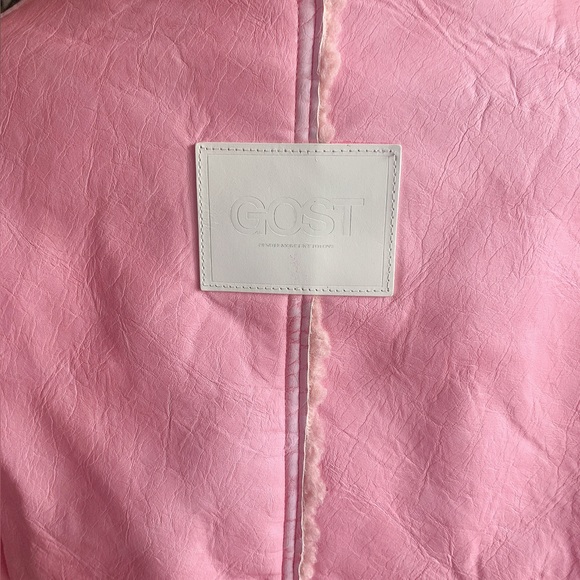 Pink Cropped Faux Leather Sherpa Jacket NWT L - Picture 4 of 9